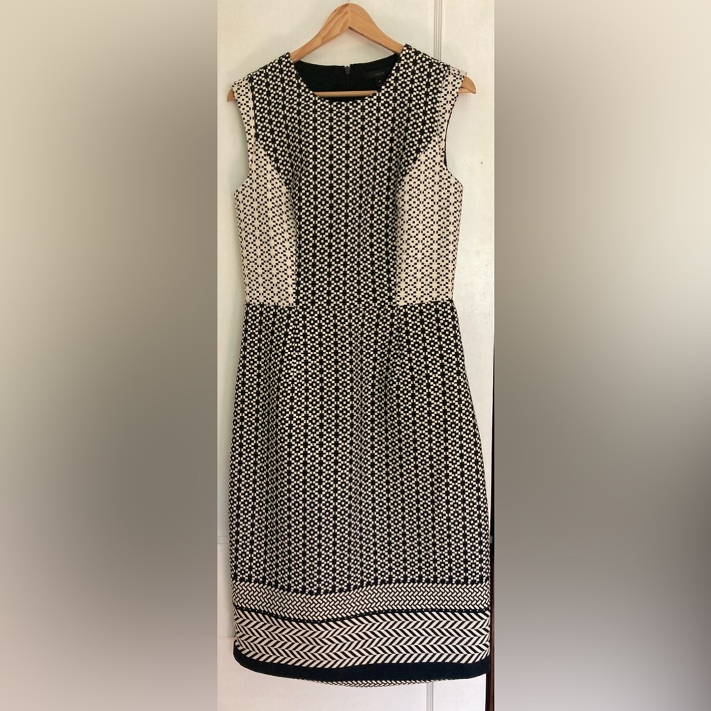 J Crew black and white geometric print dress 6 TALL